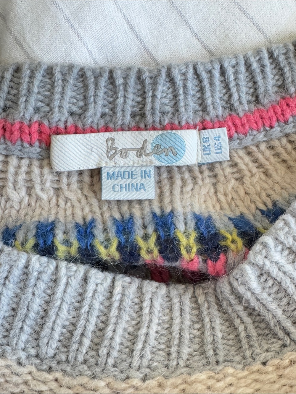 Boden Gray Fair Isle Wool Alpaca Crewneck Sweater - Picture 8 of 9